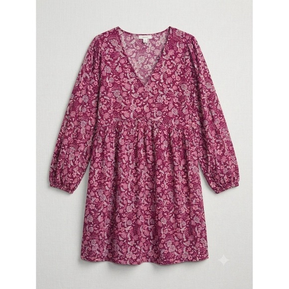 Old Navy Dresses & Skirts - Old Navy Babydoll Dress Floral Boho Casual Mini Long Sleeve Peasant